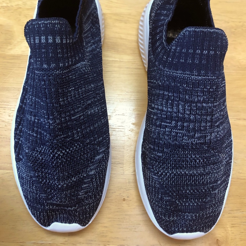 New Navy & White Slip On Running Shoes